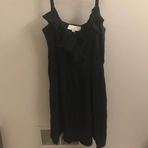 Loft L black cotton faux ruffle wrap sundress